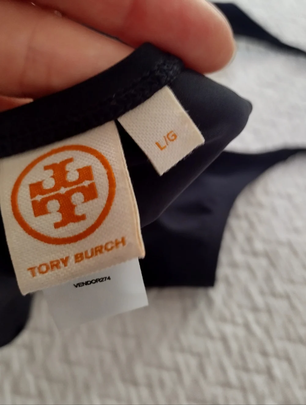 Tory Burch Solid Black Halter Neck Open Back Deep One Piece Swimsuit Sz L